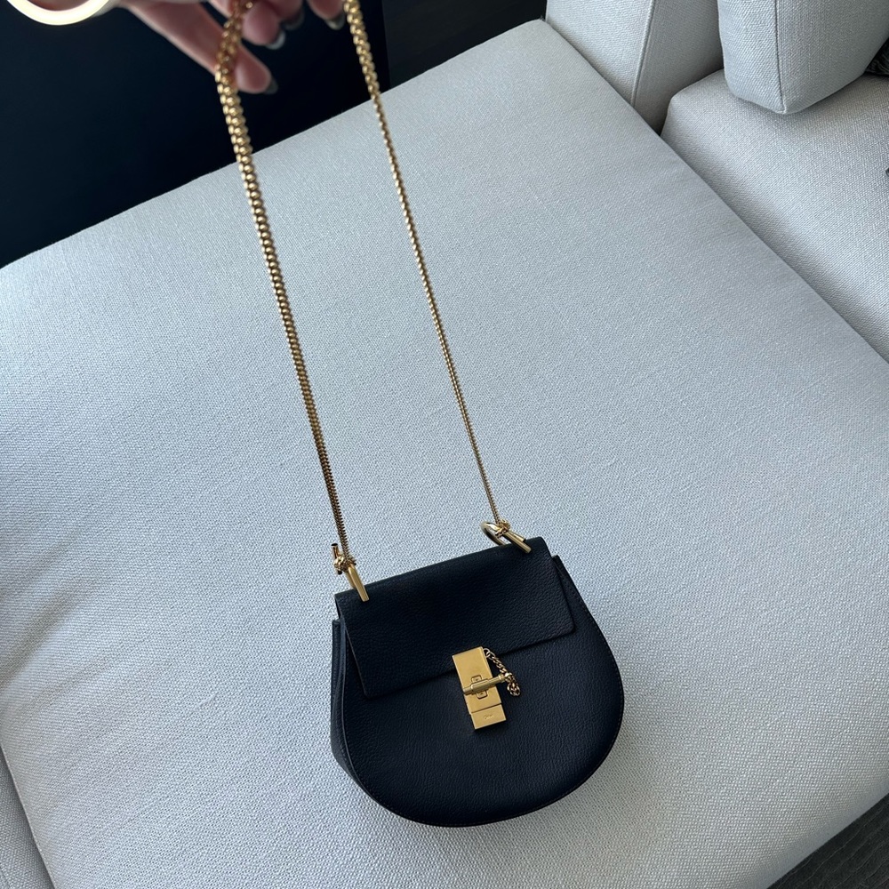 Chloe Black Pebbled Leather Crossbody with Gold Hardware